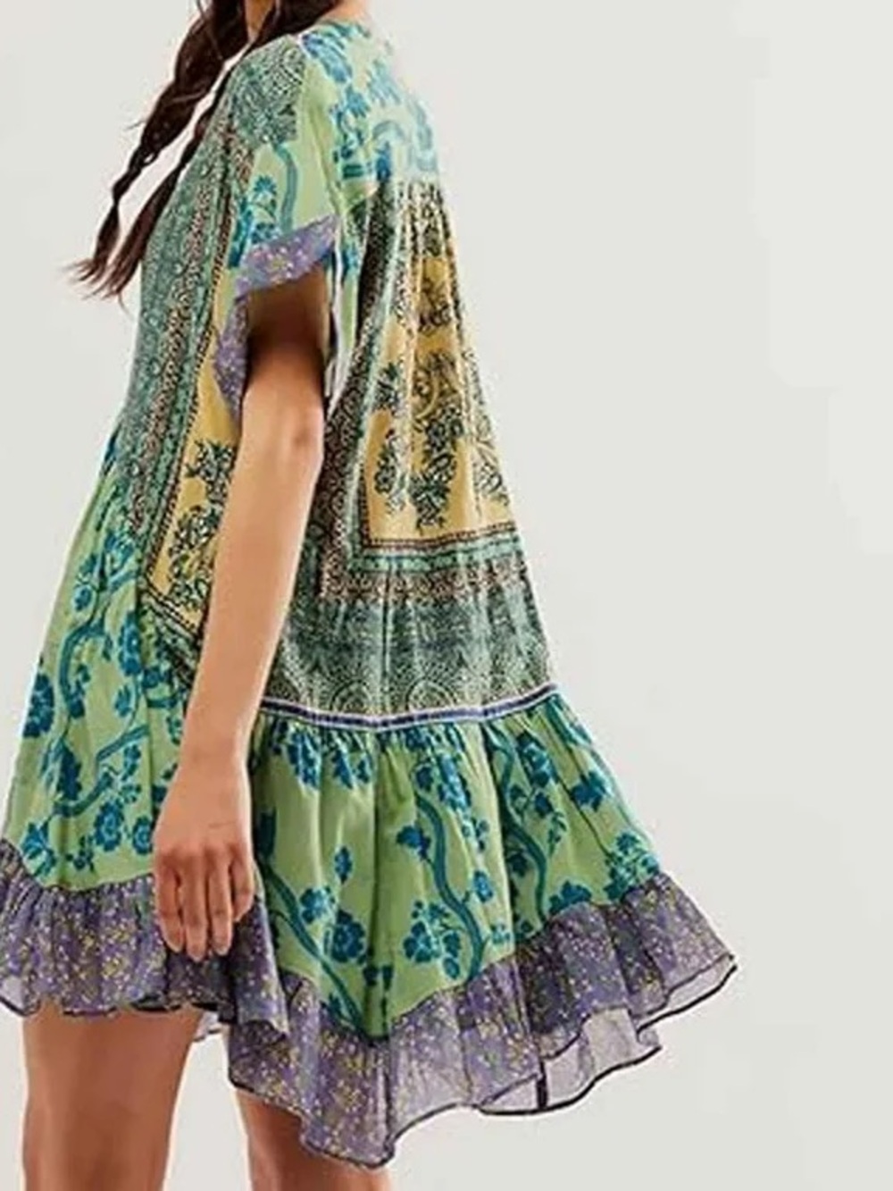 $168 Free People Printed Agnes dress Size Medium 100% Cotton Boho Festival - Picture 6 of 8